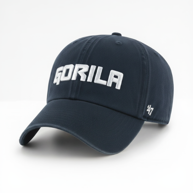 Navy blue cap with white 'Gorila' branding on a white background