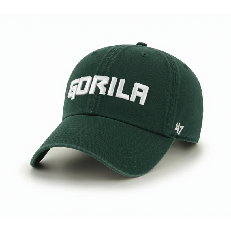 Green 47 Brand Canada dad hat with 'Gorila' text on a white background from Gorila Fitness