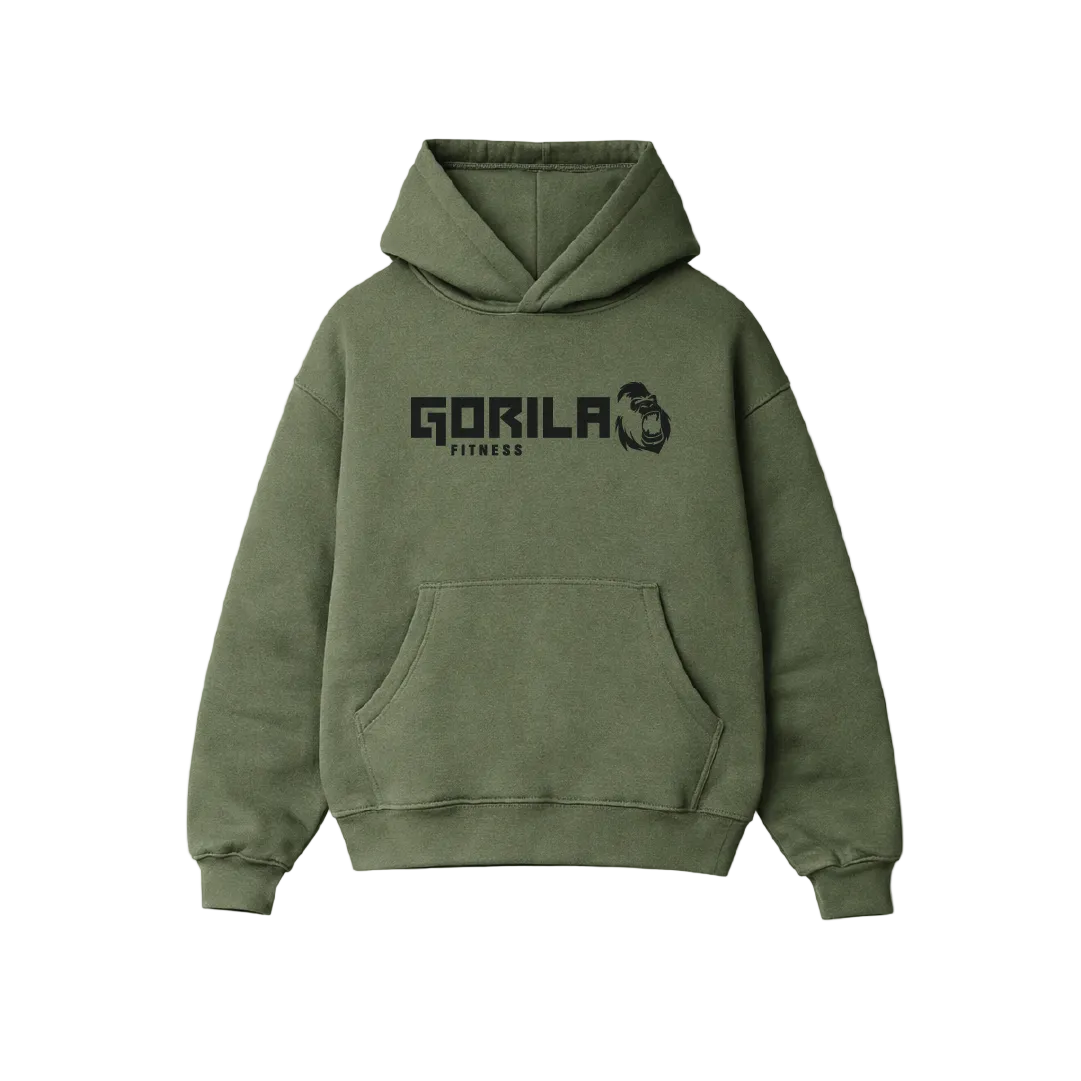 Green hoodie with 'Gorila' logo on a white background