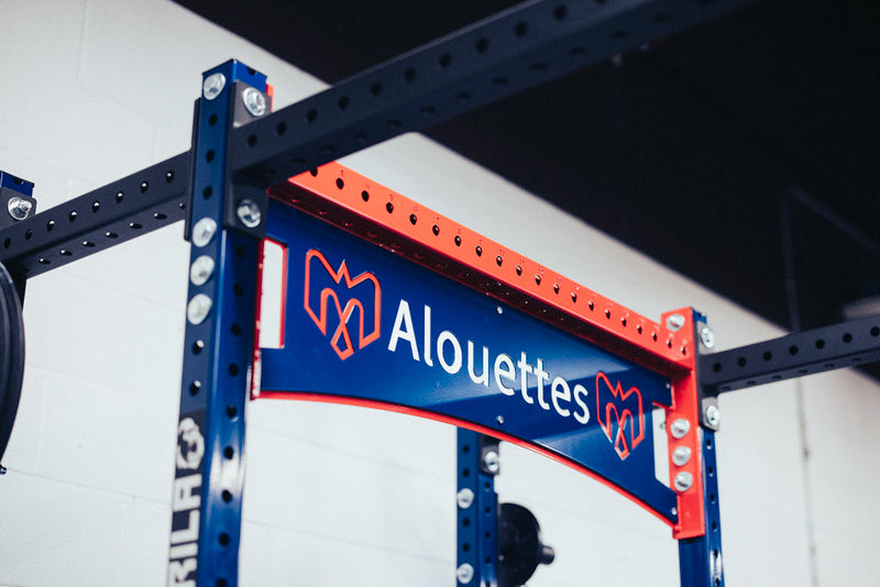 Montreal Alouettes Custom Power Rack Arche | Gorila Fitness Custom Solutions