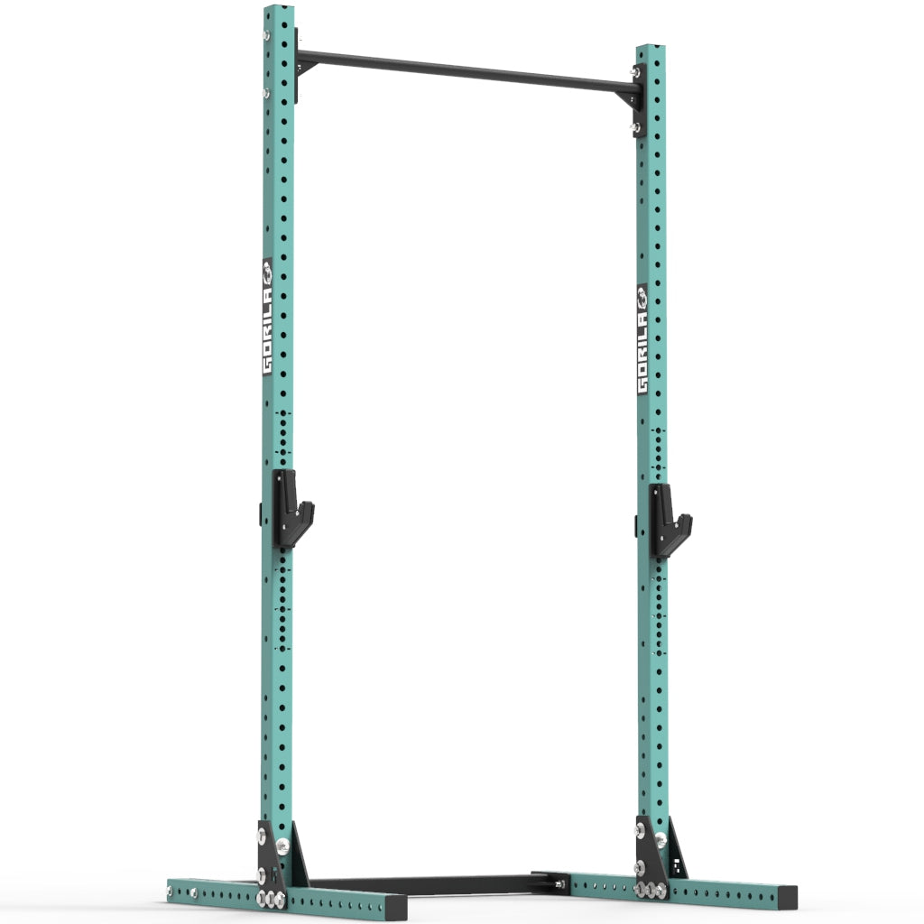 Gorila J90 Squat Stand with Pull-Up Bar – Premium Quality, All-in-One Training Rack | Angled View (Teal)