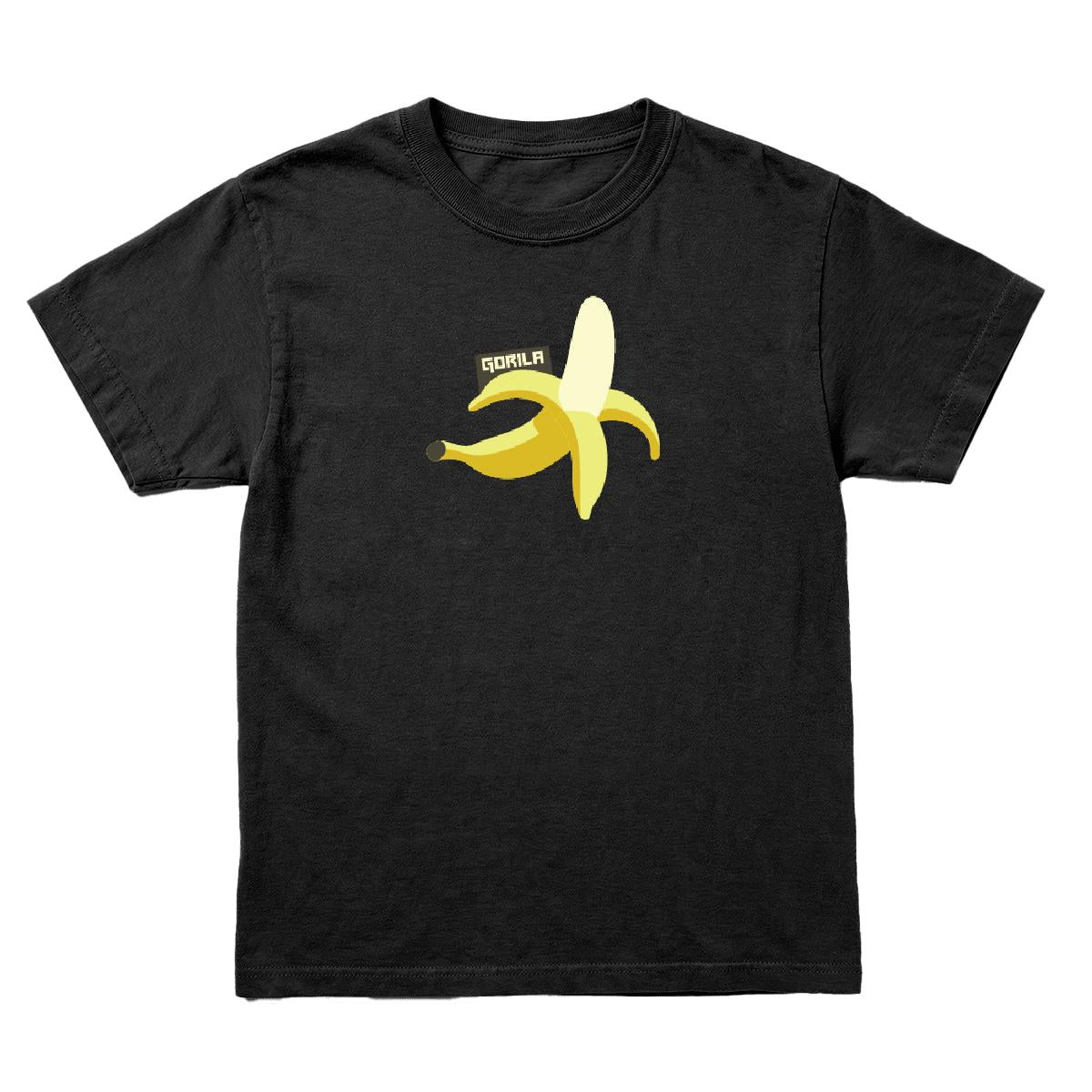 Gorila Fitness Kids Tee with a Banana on a black t-shirt