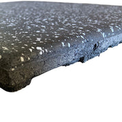 Top view of Regupol grey speckled high-impact flooring tile made from recycled rubber, perfect for commercial gyms, CrossFit boxes, and home fitness spaces in Canada.