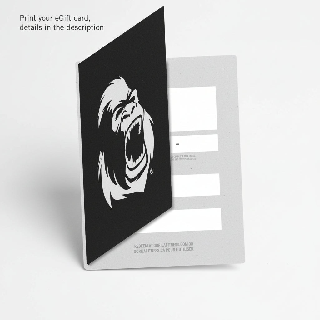 Gorila E-Gift Card Printable Template Example on white background - Gorila Fitness 
