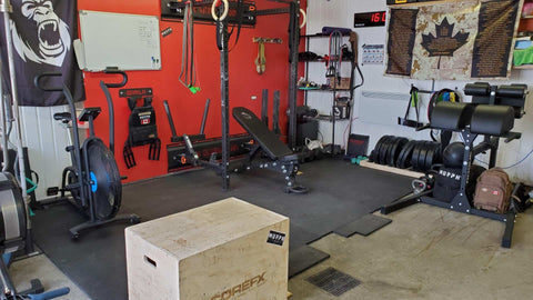 Garage gym power rack build in a Canadian home