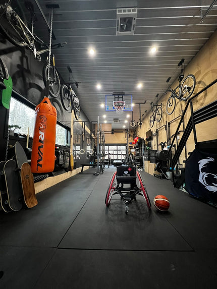 Garage gym inspiration photo from a Canadian customer's home