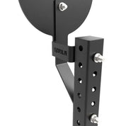 Installation angle showing bolt positions and adjustable height for 9 ft and 10 ft wall ball shots

