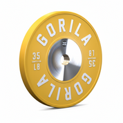 Top-down view of yellow 35 lb Gorila LB Competition Plate