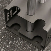 Top-down close-up of Gorila 5 Bar Holder sleeves showing clean circular cutouts for barbell insertion and protective interior coating to prevent scratching.