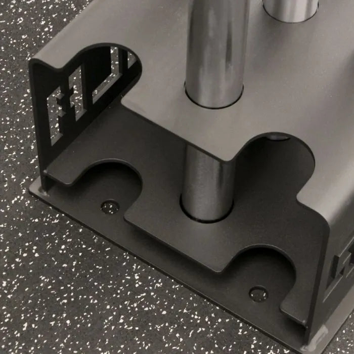 Top-down close-up of Gorila 5 Bar Holder sleeves showing clean circular cutouts for barbell insertion and protective interior coating to prevent scratching.