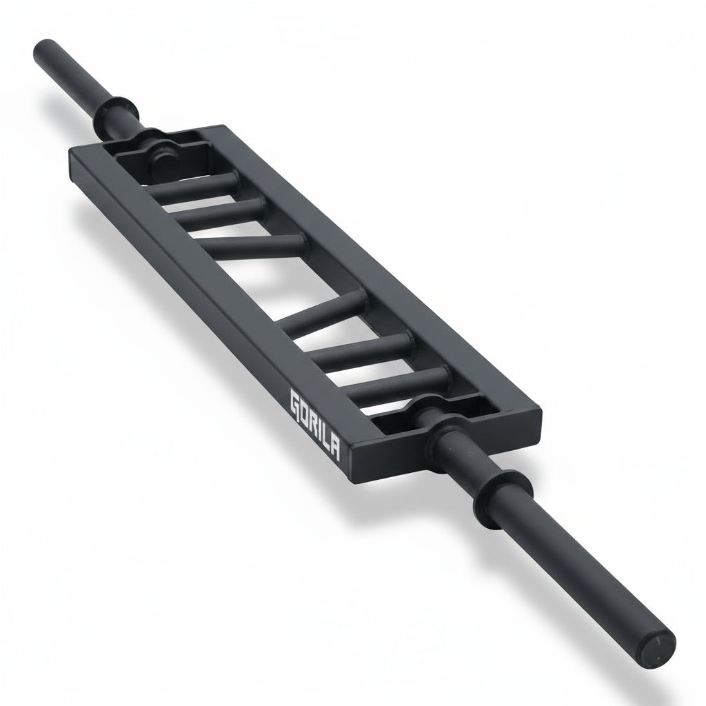 Gorila Alligator Football Bar full view – multi-grip specialty bar with angled neutral handles for safer shoulder positioning and explosive pressing strength