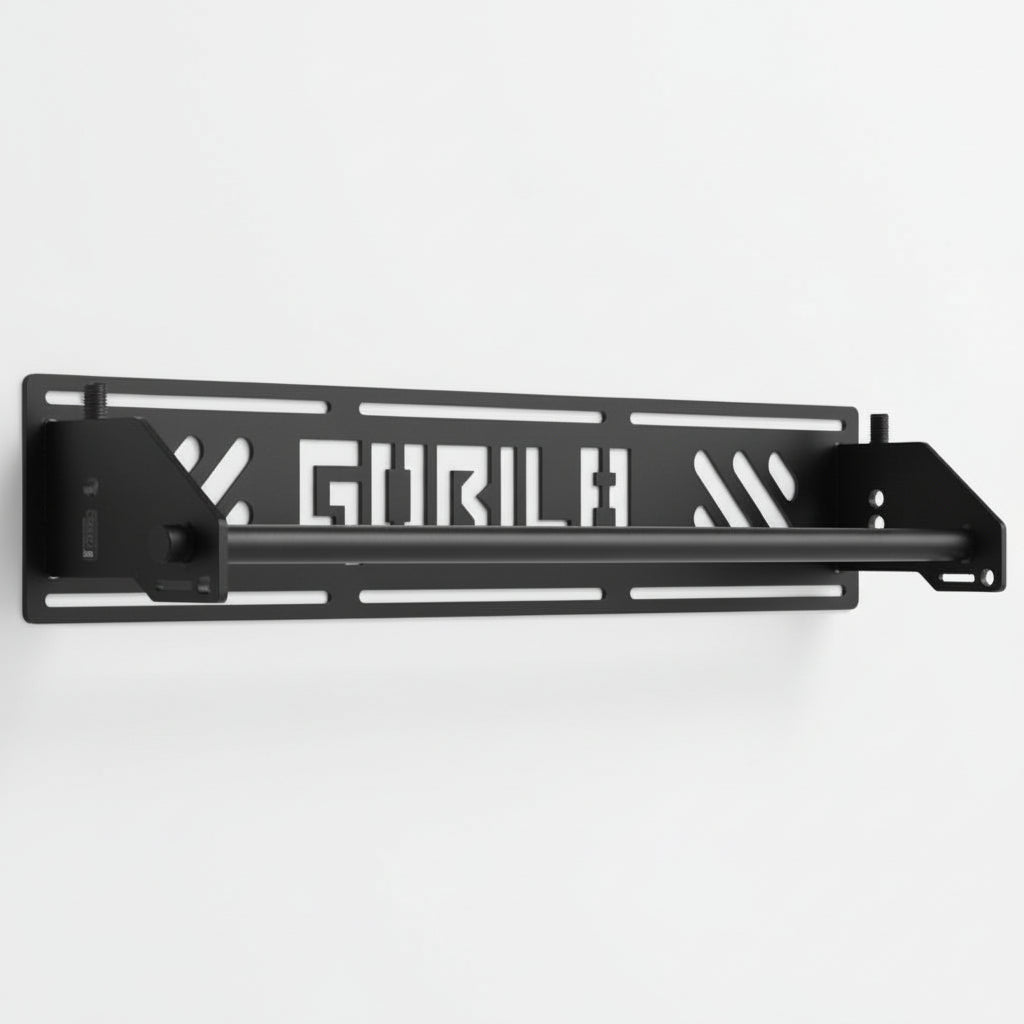 Gorila Ape Bar pull-up system mounted on wall front view, white background