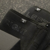 Inside view of Gorila Black Knee Sleeves 3.0 showing anti slip material and RIGHT LEFT markings.