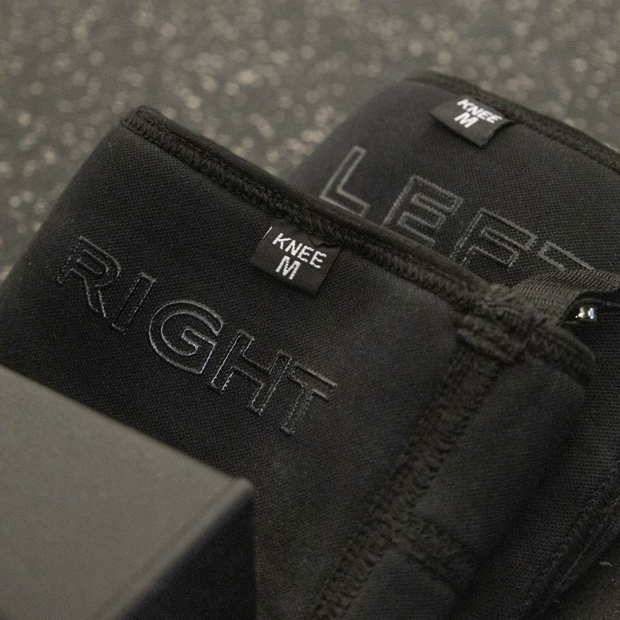 Inside view of Gorila Black Knee Sleeves 3.0 showing anti slip material and RIGHT LEFT markings.