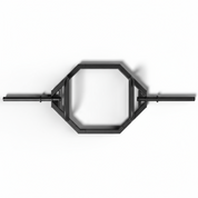 Top-down view of the Gorila Blastoise Trap Bar highlighting its symmetrical hex shape and dual grip positions for deadlifts, shrugs, and loaded carries.