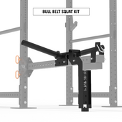 Front view of Gorila Bull Belt Squat Attachment integrated on full rig setup, compact design for functional lower body training.