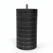 Gorila Bumper Plate Stacker holding bumper plates in a gym setup – vertical Olympic plate storage solution.