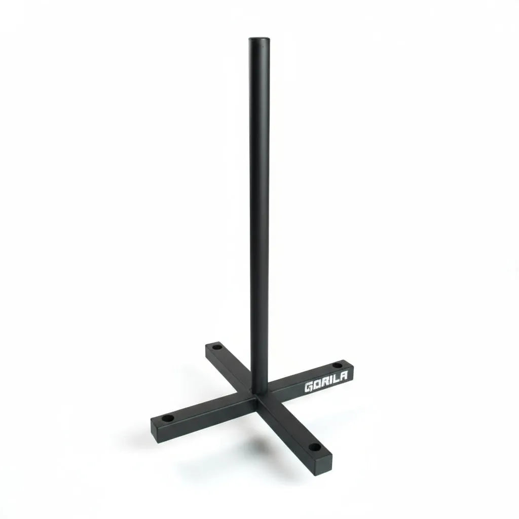 Gorila Bumper Plate Stacker – static base version for gym plate storage, durable 11-gauge steel vertical stand with matte black finish.