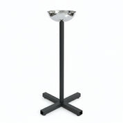 White Background Gorila Chalk Bucket – stainless steel bowl on a sturdy stand, ideal for weightlifting and powerlifting gyms to maintain grip and cleanliness.