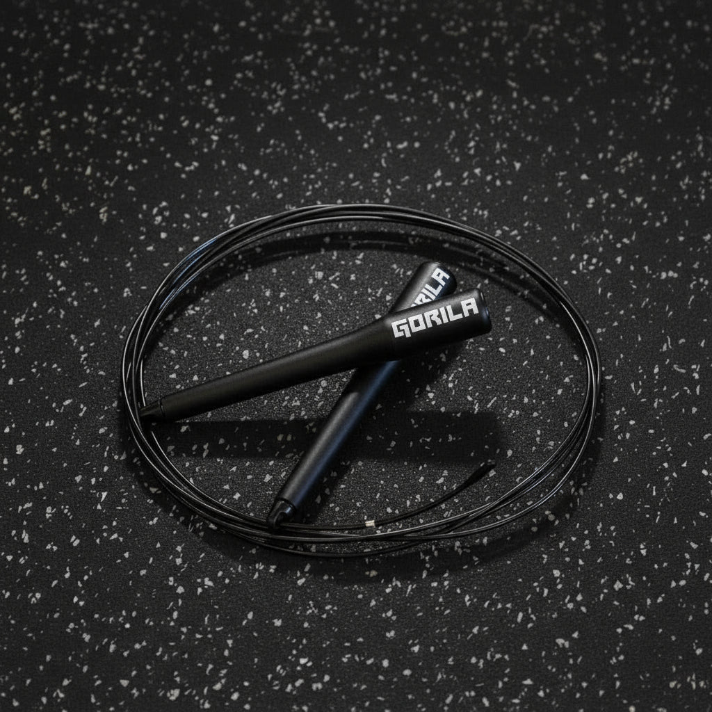 Gorila CSR2 Speed Rope – lightweight, adjustable jump rope engineered for CrossFit, Hyrox and functional fitness workouts, featuring aluminum handles and a coated steel cable for maximum speed and control.