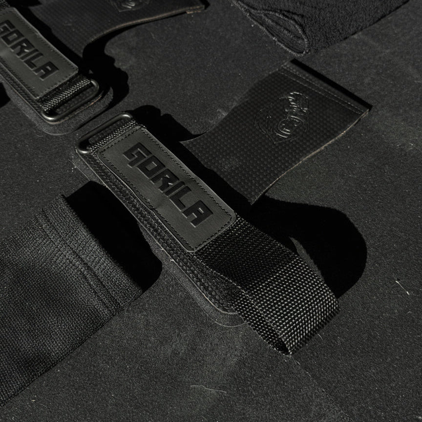 Close-up of Gorila Death Grips showing high-friction rubber-like texture, designed for gymnastic grips, palm protection, and hand protection during pull-ups
