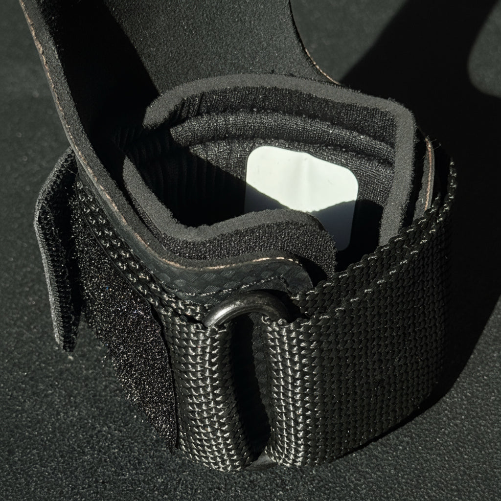 Side view of Gorila Death Grips showing ergonomic wrist strap, rubber grip construction and design focused on hand protection and grip strength