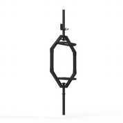 Gorila Fat Blackbuck Hook holding an Olympic barbell, demonstrating stable support and compatibility with fat bars and specialty barbells on gym rigs.