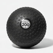Black slam ball with 'Gorilla Sports' branding and weight label on a white background, 200lb