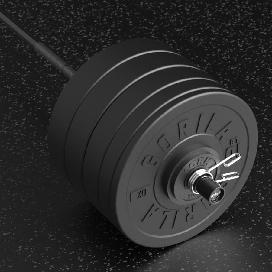 Gorila Elite Bar and Plate Set with black bar, 380 lb barbell and Ox bumper plates