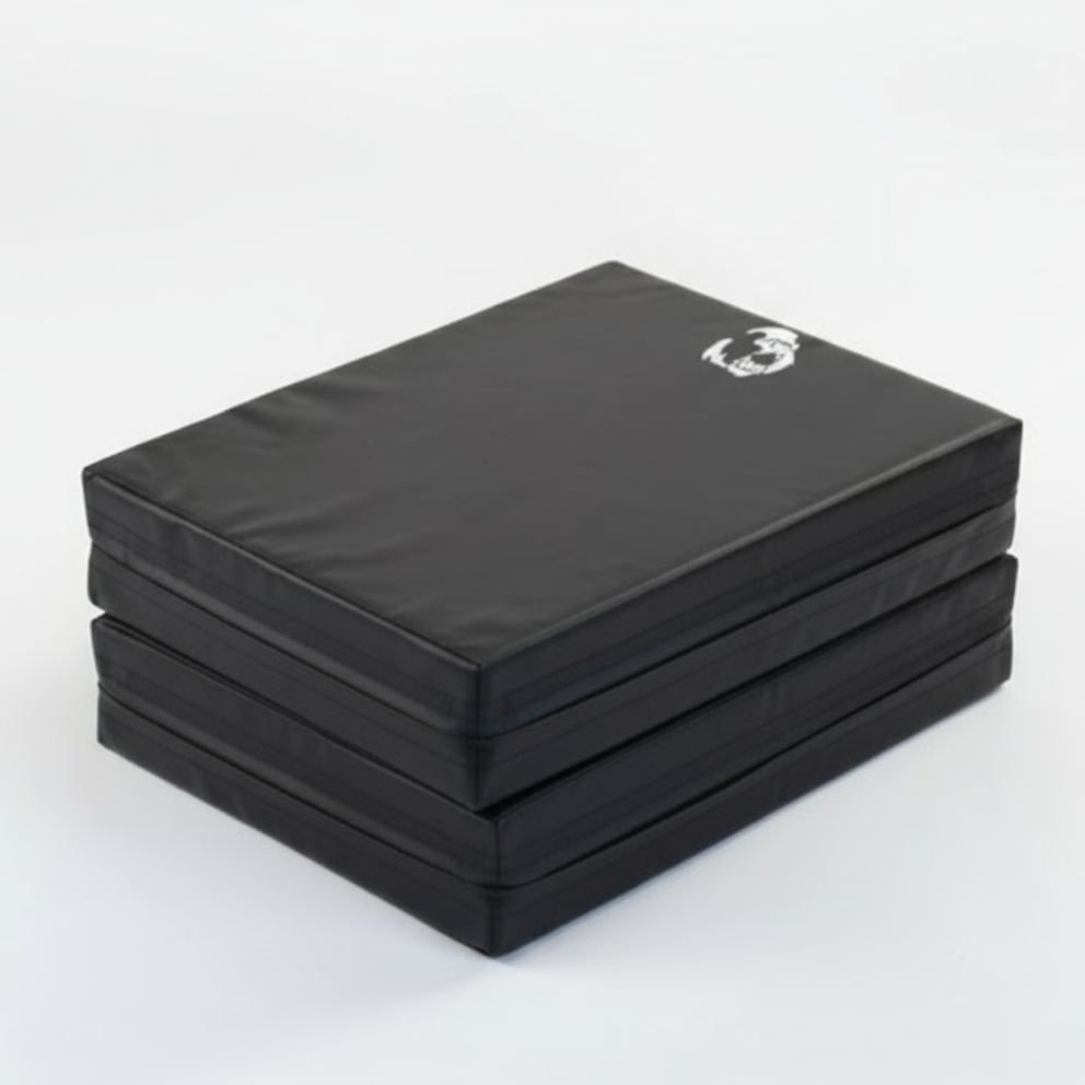 Pair of Gorila Fitness Compact Bear Drop Pads on white background, made in Canada with high-density foam for noise and impact absorption during weightlifting