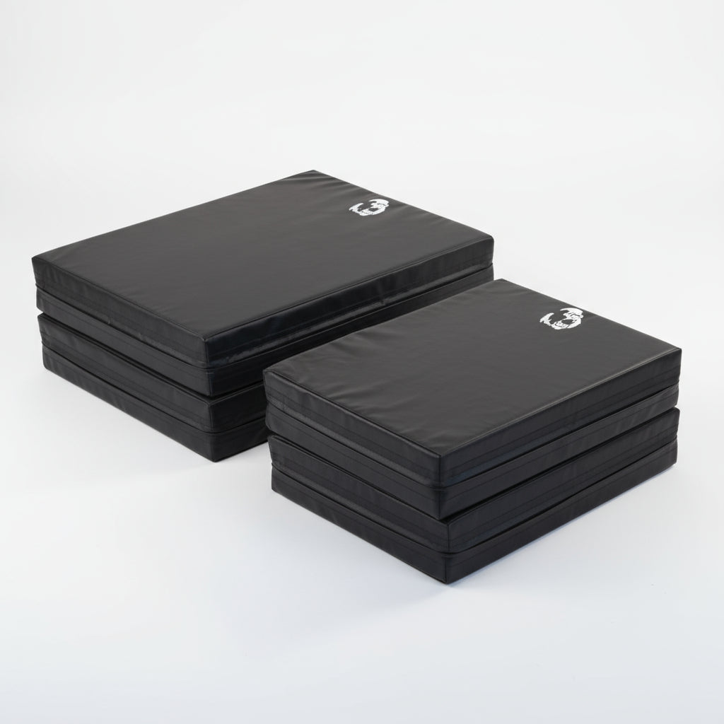 Gorila Fitness drop pads in compact and regular versions, made in Canada with advanced padding technology for superior sound and impact absorption