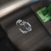 Close-up of Gorila Fitness flat bench pad with embroidered gorilla logo, showing premium texture and craftsmanship.