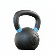 Gorila Fitness 12kg kettlebell with blue handle – precision-cast iron bell for strength, stability, and full-body workouts in Canadian gyms.