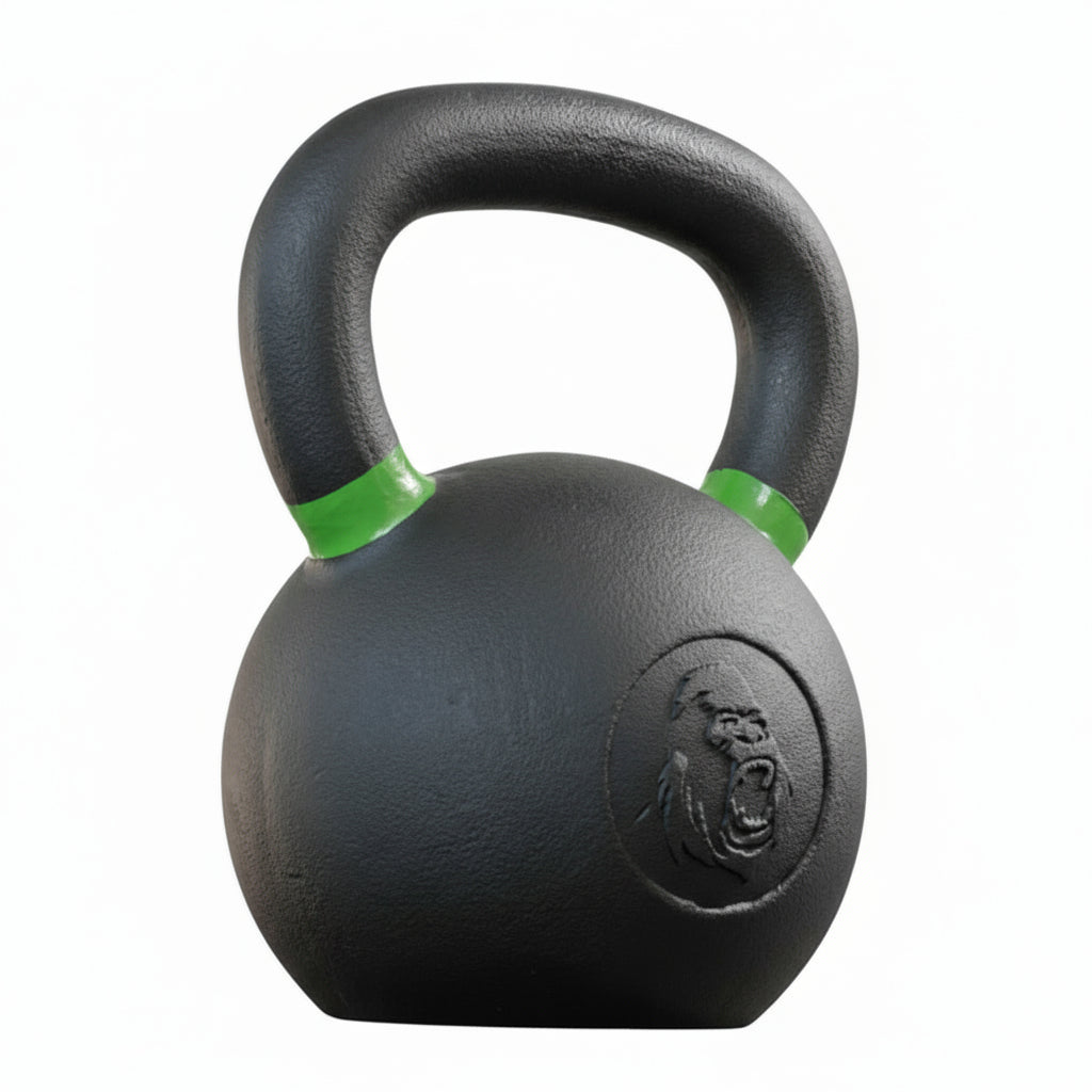 Gorila Fitness 24kg kettlebell with orange handle – seamless one-piece construction with flat base for safe, stable performance.