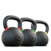 Gorila Fitness 72kg kettlebell set including 16kg, 24kg, and 32kg – durable color-coded handles for quick identification in group training.