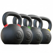Gorila Fitness 92kg kettlebell set – complete matte black cast iron collection for strength, conditioning, and endurance workouts.