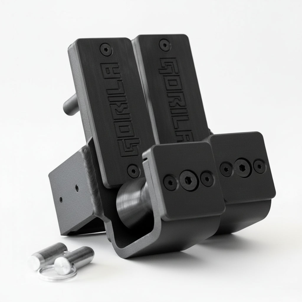 Gorila Fitness Roller J-Cups – heavy-duty J-Cups with integrated roller system for smooth bar placement and rack protection.