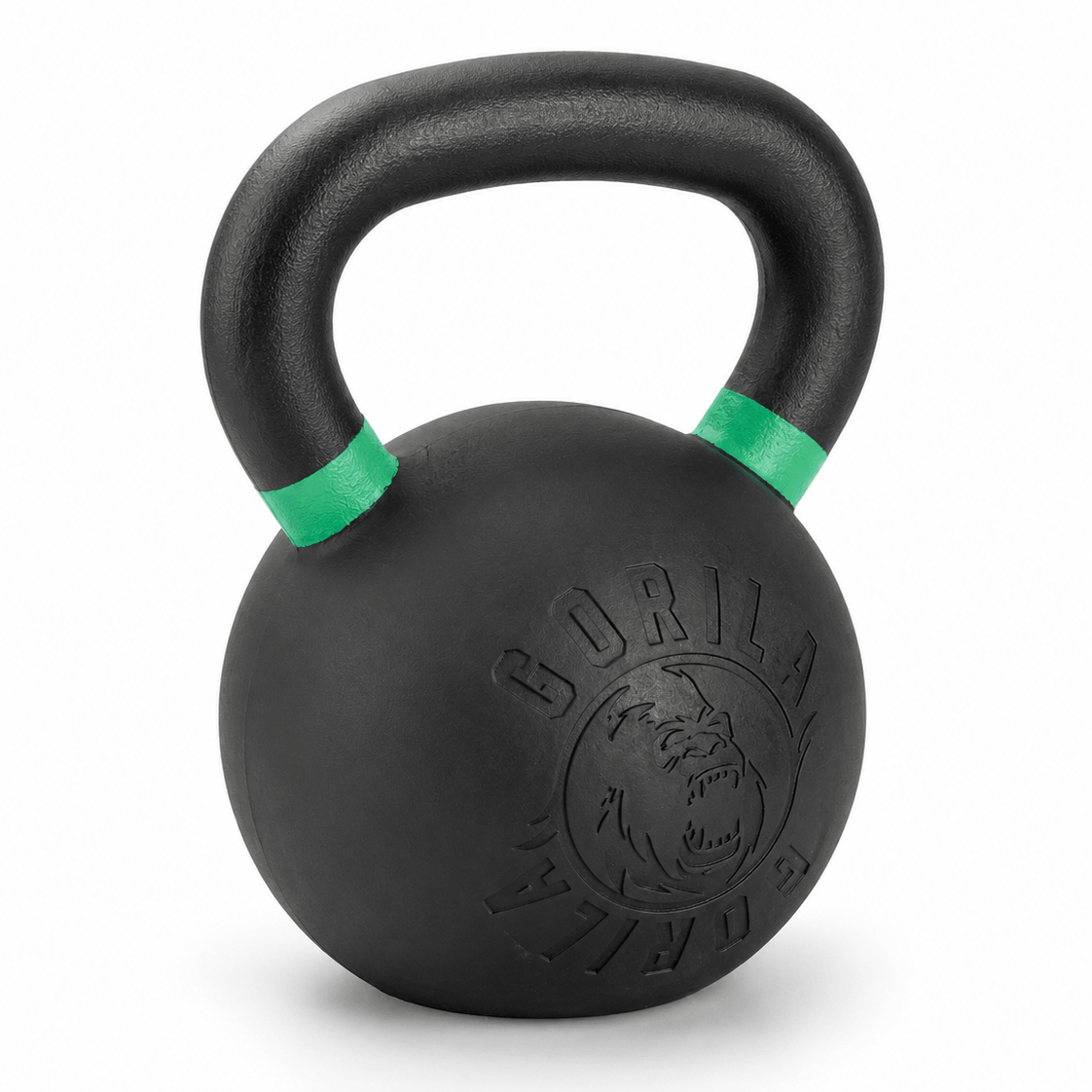 Gorila Fitness 24 kg 53 lb rubber coated hybrid kettlebell with green handle markings