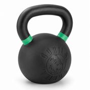 Gorila Fitness 24 kg 53 lb rubber coated hybrid kettlebell with green handle markings
