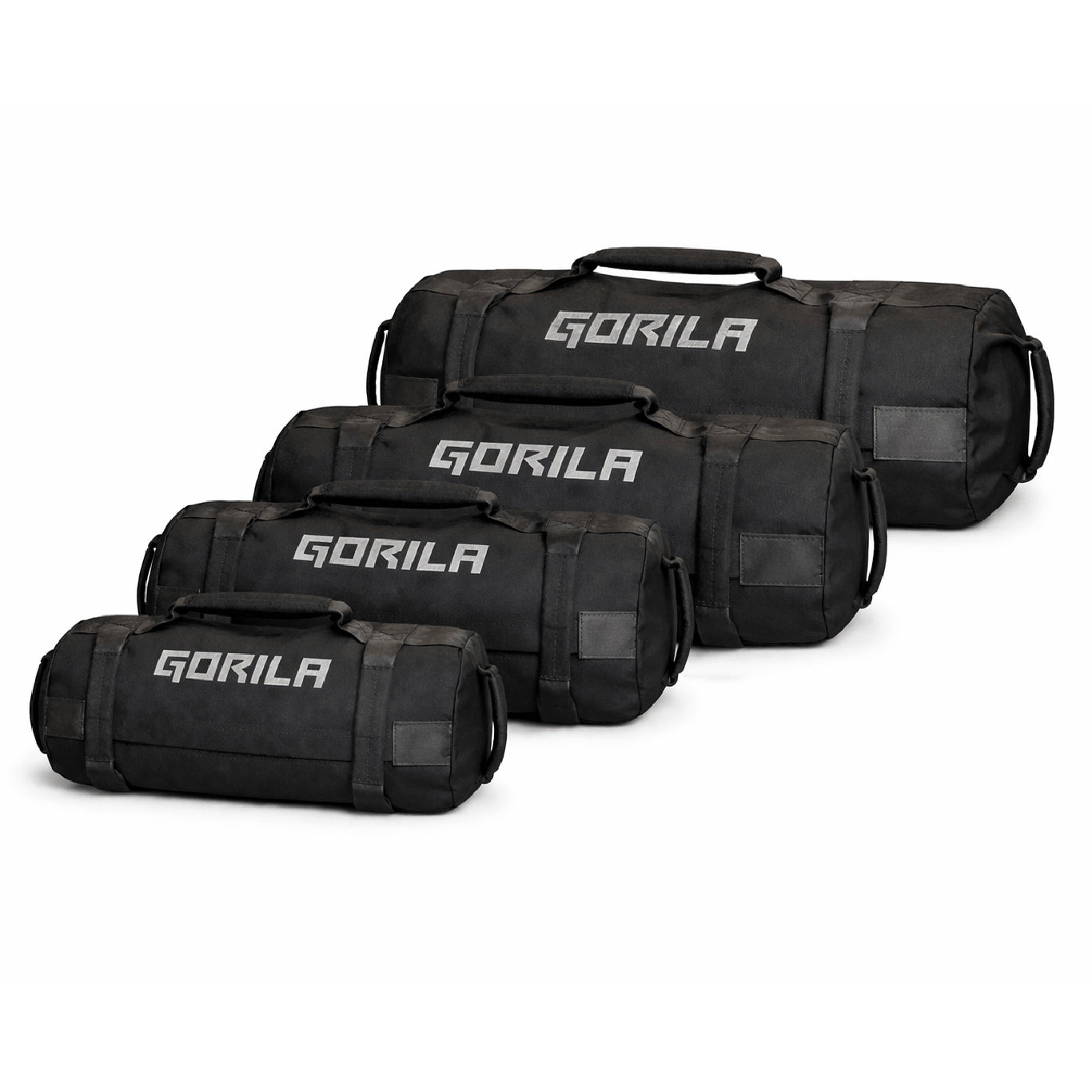 Gorila Fitness sandbag complete set from 22 lb to 200 lb adjustable weight training bags for Hyrox and functional fitness on white background
