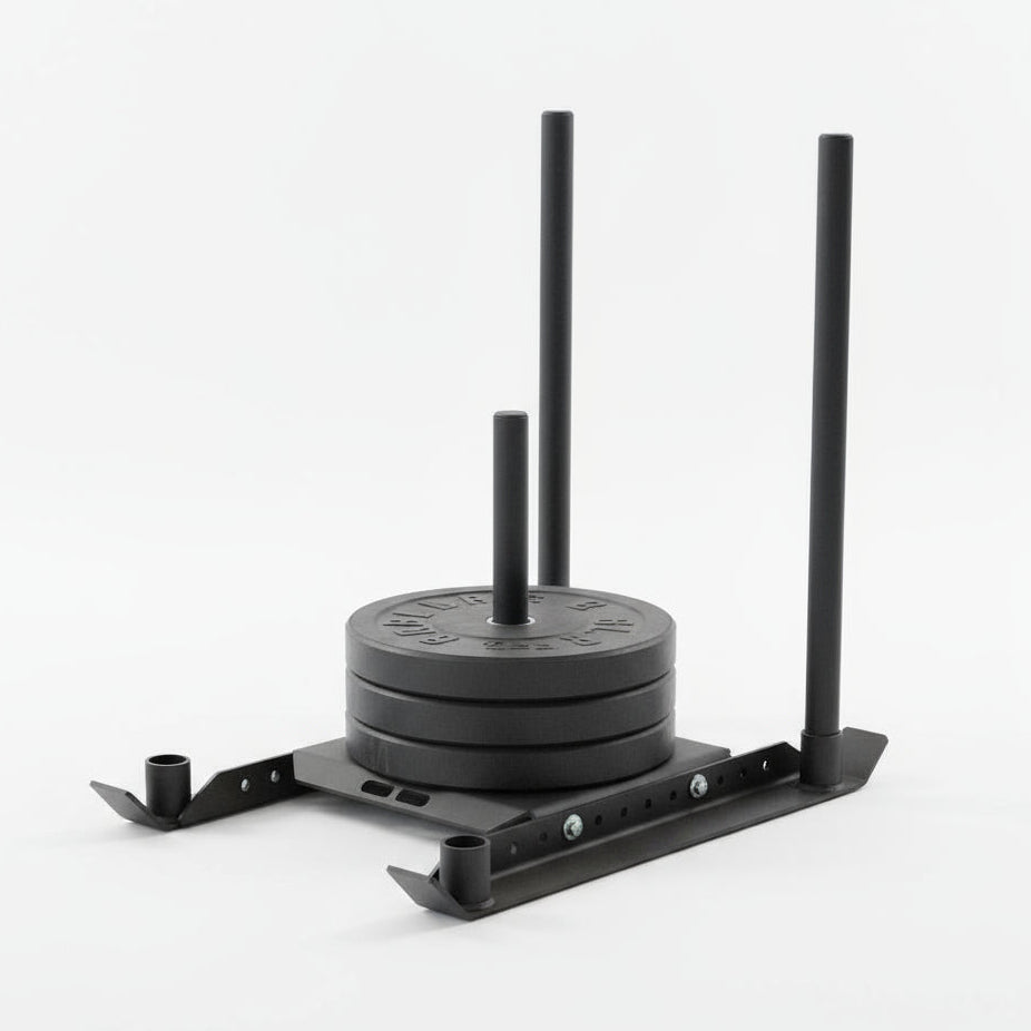 Gorila Gator Sled in 2-handle configuration for quick change of direction drills and prowler pushes. White background.