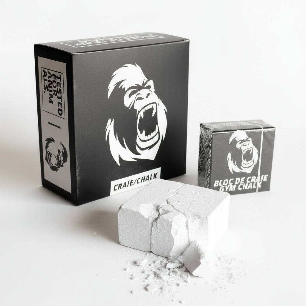 Gorila Gym Chalk 1LB box with eight 2oz blocks – premium grip chalk for pull-ups, rope climbs, and heavy lifting.