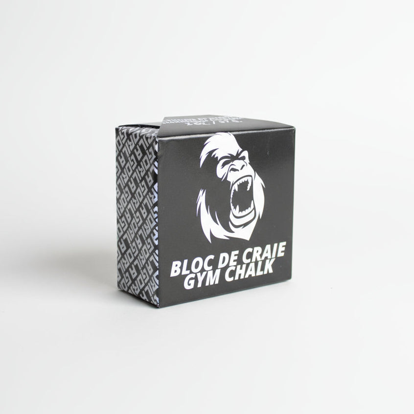 Gorila 1oz Gym Chalk Block, High-grip lifting chalk for CrossFit and strength training. Eight blocks per 1lb pack, packaged in a bold black Gorila box.
