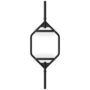 Top-down view of the Gorila Harambe Trap Bar showing symmetrical open frame layout, 28-inch spacing, and raised grip handles for optimal lifting mechanics.