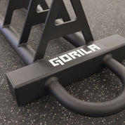 Close-up of Gorila HPS Storage handle – ergonomic grip design for moving loaded Olympic plates with ease