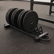 Gorila HPS Storage rack loaded with Olympic bumper plates – portable plate rack with smooth-rolling wheels for gym organization and easy transport