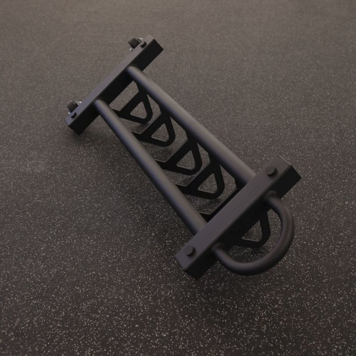 Close-up of Gorila HPS Storage side angle– ergonomic grip design for moving loaded Olympic plates with ease - made in canada