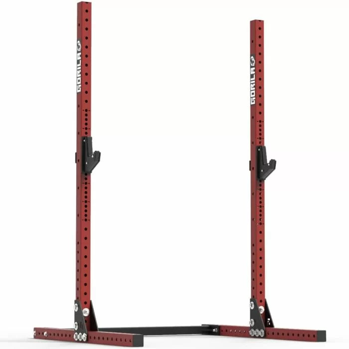 Gorila J72 Squat Stand in red made in Quebec Canada high performance compact squat stand