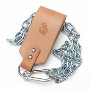 Gorila Leather Dip Accessory Strap handmade in Canada, budget-friendly dip belt alternative with chain and carabiner for strength training.