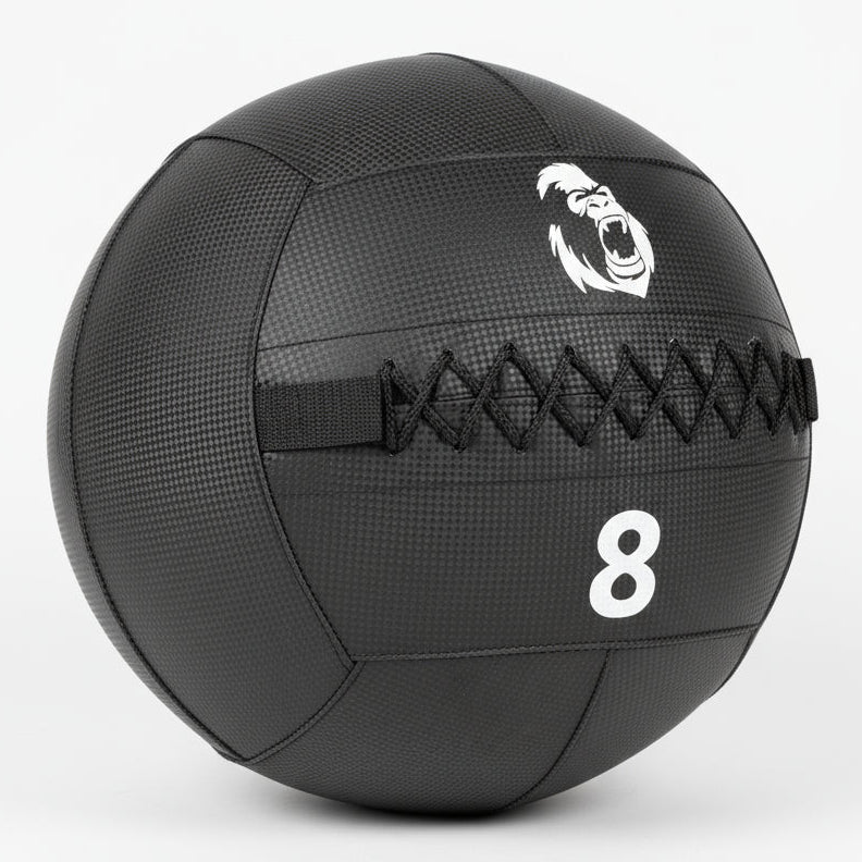 Gorila Medicine Ball 2.0 8 lb (≈3.6 kg) high-density PVC construction with low-slip surface and double-stitched seams for consistent performance.